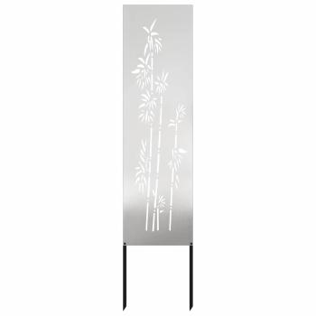 Garten Sichtschutz-Leinwand Floral Silber 32 x 140 cm Edelstahl