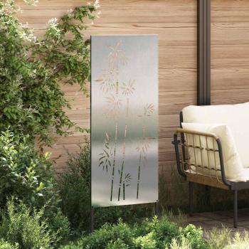 Garten Sichtschutz-Leinwand Floral Silber 50 x 140 cm Edelstahl