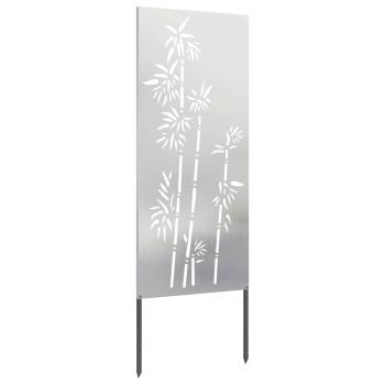 Garten Sichtschutz-Leinwand Floral Silber 50 x 140 cm Edelstahl