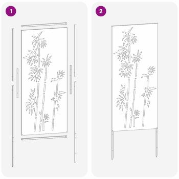 Garten Sichtschutz-Leinwand Floral Silber 50 x 140 cm Edelstahl