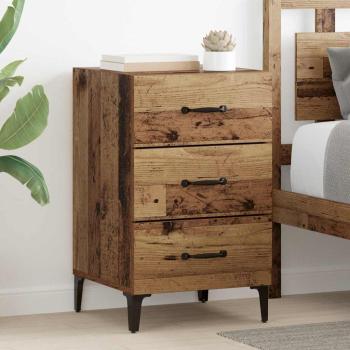 ARDEBO.de - Nachttisch mit Schubladen Altholz 40 x 40 x 66 cm Holzwerkstoff