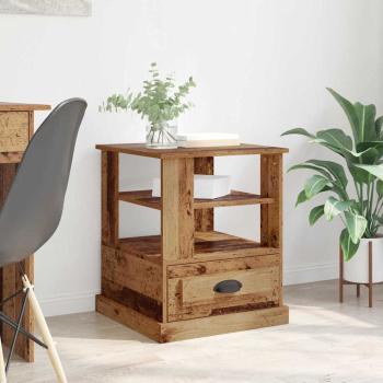 ARDEBO.de - Nachttisch mit Schubladen Altholz 50 x 50 x 60 cm Holzwerkstoff