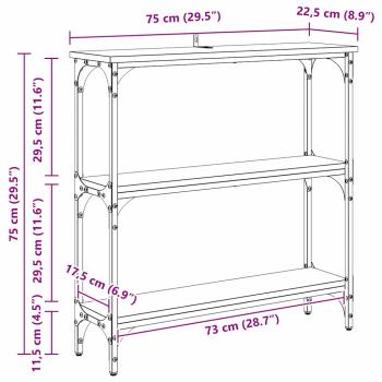 Konsolentisch mit Regal Eiche handwerklich 75 x 22,5 x 75 cm
