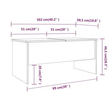 Couchtisch Grau Sonoma 102x50,5x46,5 cm Holzwerkstoff