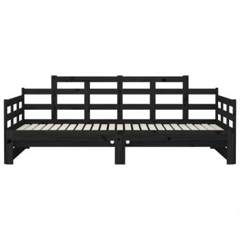 Tagesbett Ausziehbar Schwarz Massivholz Kiefer 2x(90x200) cm