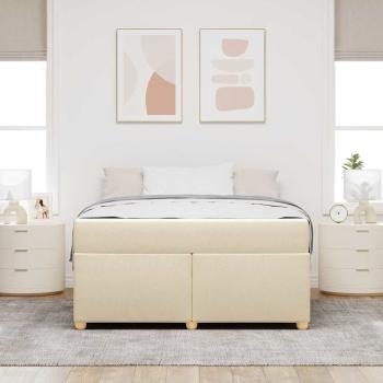 Bettgestell mit Matratze Creme 160 x 200 cm Stoff