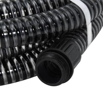 Saugschlauch mit Messing-Anschlüssen Schwarz 1,1" 7 m PVC