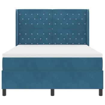 Boxspringbett mit Kopfteil Blau 140 x 200 cm Samt