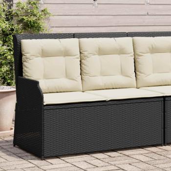 Gartenbank mit Kissen Schwarz Poly Rattan
