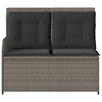 Gartenbank mit Kissen Grau Poly Rattan