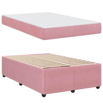 Bettgestell mit Matratze mit Matratze Rosa 120 x 200 cm Samt