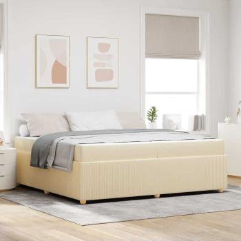 ARDEBO.de - Bettgestell mit Matratze mit Matratze Creme 200 x 200 cm Stoff