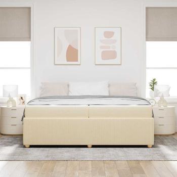 Bettgestell mit Matratze mit Matratze Creme 200 x 200 cm Stoff