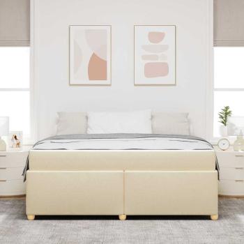 Bettgestell mit Matratze Creme 180 x 200 cm Stoff