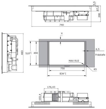 Amica DHKI 752 800 C Induktionskochfeld mit Dunstabzug, 83 cm breit, 362 m³/h, TouchControl, Kindersicherung, Facettenschliff Rahmenlos
