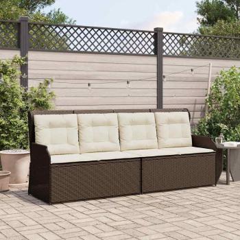 ARDEBO.de - Gartenbank mit Kissen Braun Poly Rattan