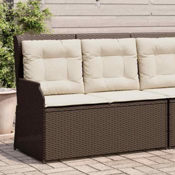 Gartenbank mit Kissen Braun Poly Rattan