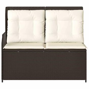 Gartenbank mit Kissen Braun Poly Rattan