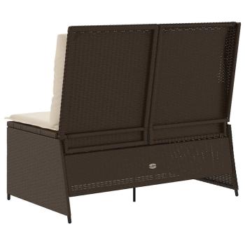 Gartenbank mit Kissen Braun Poly Rattan