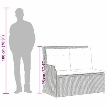 Gartenbank mit Kissen Braun Poly Rattan