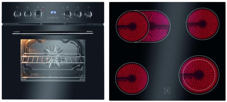 ARDEBO.de Bomann EHBC 7938 sw Einauherd-Set, 59,5 cm breit, 57 L, mit Glaskeramikkochfeld, 9 Backofen-Funktionen, schwarz