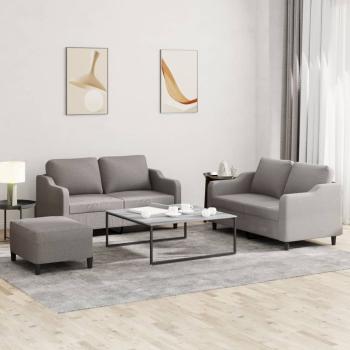 ARDEBO.de - 3-tlg. Sofagarnitur mit Kissen Taupe Stoff