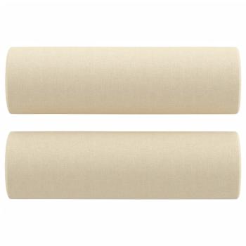 3-tlg. Sofagarnitur mit Kissen Creme Stoff