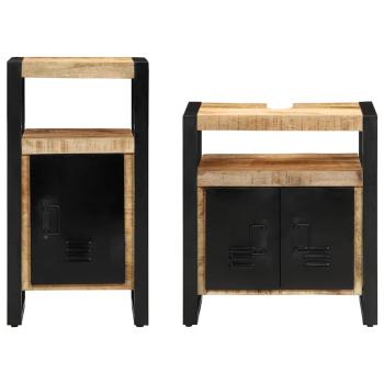 Badezimmermöbel Set 2 pcs Braun Massives, grobes Mangoholz