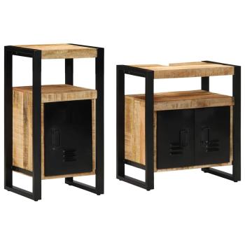 Badezimmermöbel Set 2 pcs Braun Massives, grobes Mangoholz