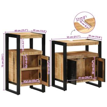 Badezimmermöbel Set 2 pcs Braun Massives, grobes Mangoholz