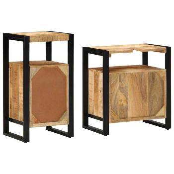 Badezimmermöbel Set 2 pcs Braun Massives, grobes Mangoholz