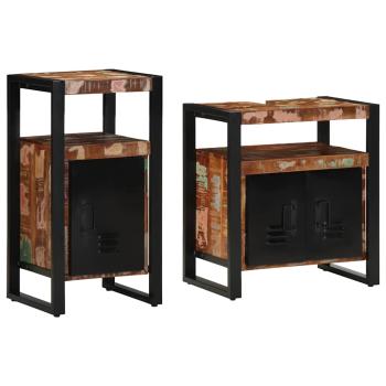 Badezimmermöbel Set mit Tür 2 pcs Braun recyceltes Massivholz