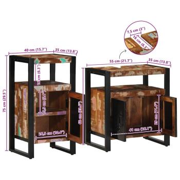 Badezimmermöbel Set mit Tür 2 pcs Braun recyceltes Massivholz