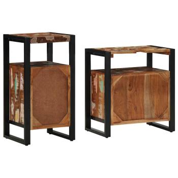 Badezimmermöbel Set mit Tür 2 pcs Braun recyceltes Massivholz