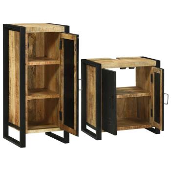 Badezimmermöbel Set mit Tür 2 pcs Braun Massives Mango-Holz