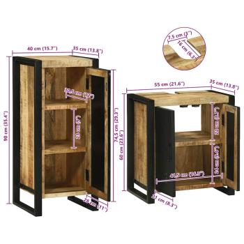 Badezimmermöbel Set mit Tür 2 pcs Braun Massives Mango-Holz
