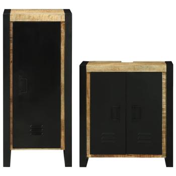 Badezimmermöbel Set mit Tür 2 pcs Braun Massives Mango-Holz