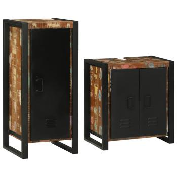 ARDEBO.de - Badezimmermöbel Set 2 pcs Mehrfarbig Massives recyceltes Holz