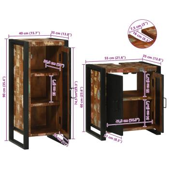 Badezimmermöbel Set 2 pcs Mehrfarbig Massives recyceltes Holz