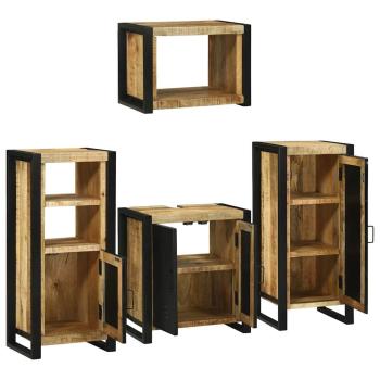 Badezimmermöbel Set mit Tür 4 pcs Braun Massives Mango-Holz