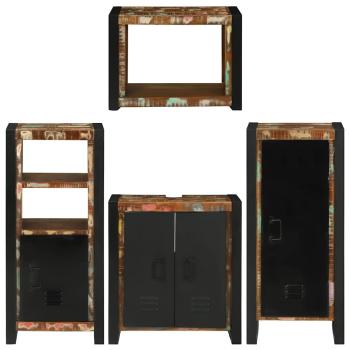 Badezimmermöbel Set 4 pcs Mehrfarbig Massives recyceltes Holz