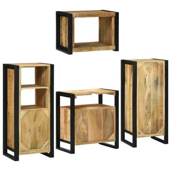 Badezimmermöbel Set mit Tür 4 pcs Braun Massives Mango-Holz
