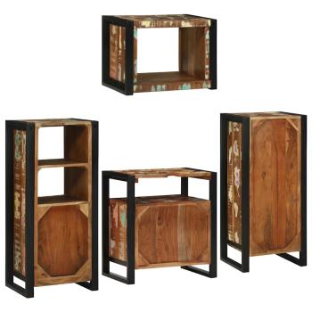 Badezimmermöbel Set 4 pcs Mehrfarbig Massives recyceltes Holz
