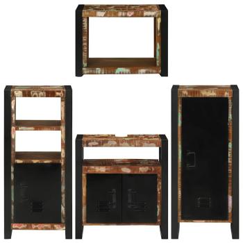 Badezimmermöbel Set 4 pcs Mehrfarbig Massives recyceltes Holz