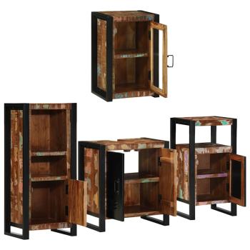 Badezimmermöbel Set 4 pcs Mehrfarbig Massives recyceltes Holz