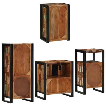 Badezimmermöbel Set 4 pcs Mehrfarbig Massives recyceltes Holz