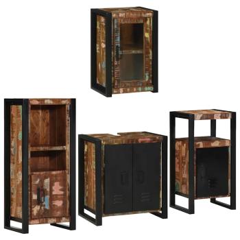 Badezimmermöbel Set 4 pcs Mehrfarbig Massives recyceltes Holz