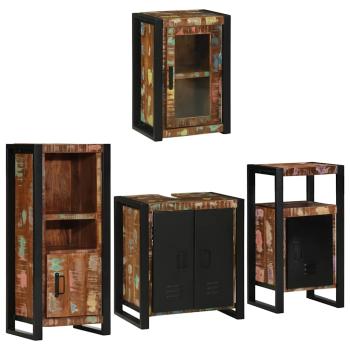 Badezimmermöbel Set 4 pcs Mehrfarbig Massives recyceltes Holz