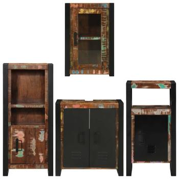 Badezimmermöbel Set 4 pcs Mehrfarbig Massives recyceltes Holz