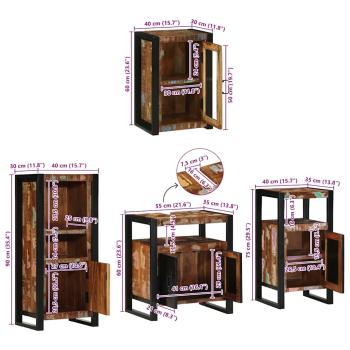 Badezimmermöbel Set 4 pcs Mehrfarbig Massives recyceltes Holz